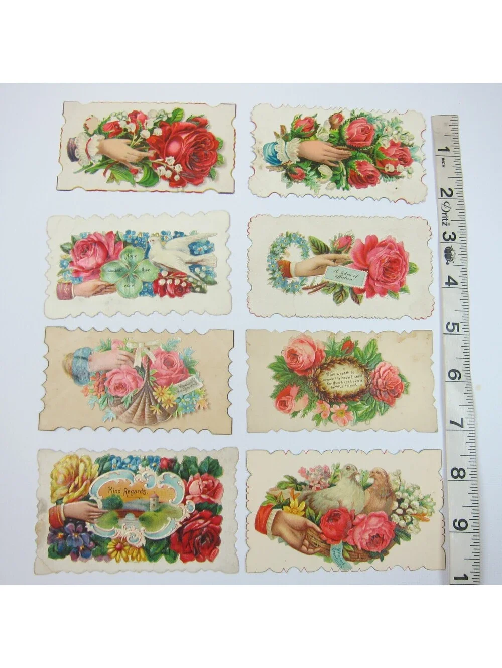 Antique Ephemera Lot of 8 Victorian 19th Century Calling Love Cards Hidden Names